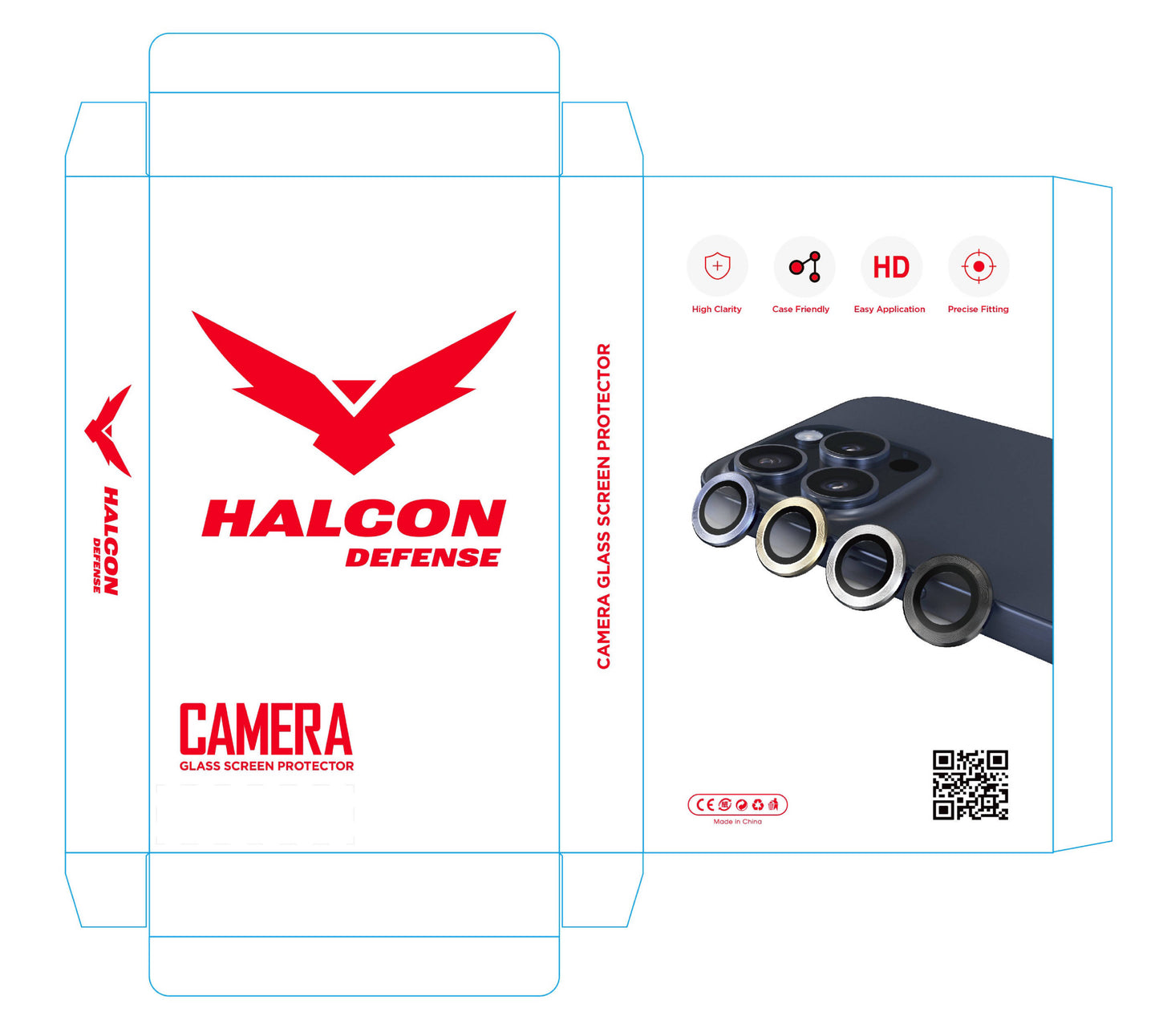 Halcon Stainless Steel + Tempered Glass Camera Lens Protector For iPhone 15 Pro Series